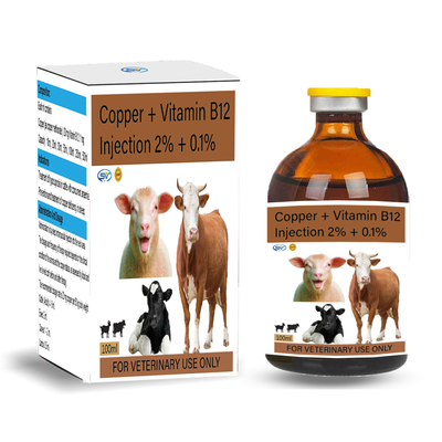 Veteriner Enjekte Edilebilir İlaçlar Bakır + Vitamin B12 Enjeksiyonu %2 + %0.1 Koyun İçin