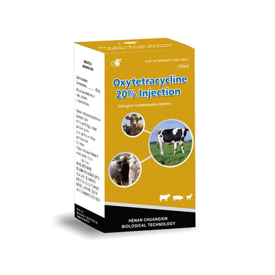Veteriner Enjekte Edilebilir İlaçlar Oksitetrasiklin HCI Sığır Koyun Keçi Köpekler Hayvan İlaçları İçin% 20 Enjeksiyon